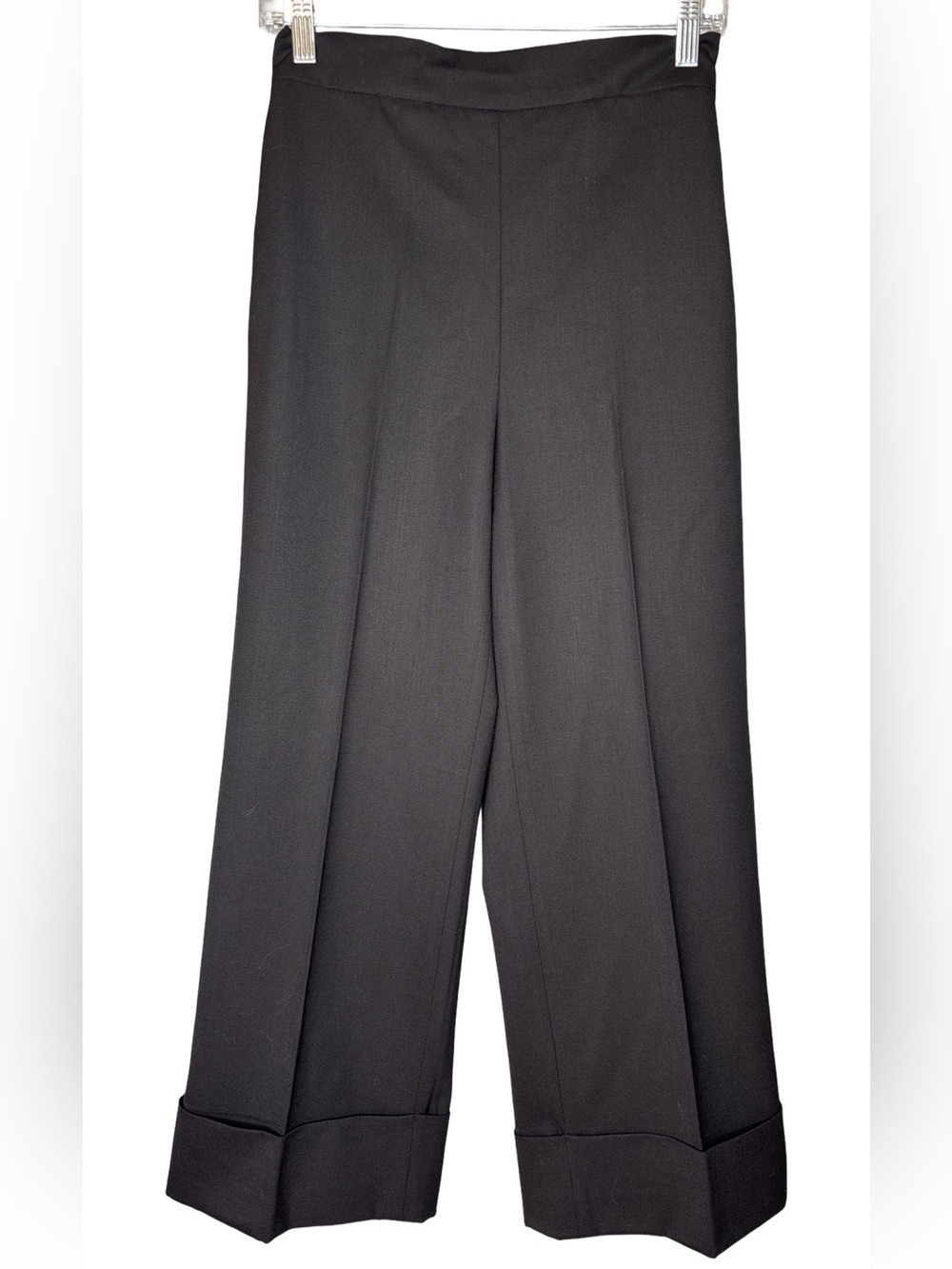 Wilfred Wool Blend Wide-Leg Black Cuffed Pants Size Small 4-6
